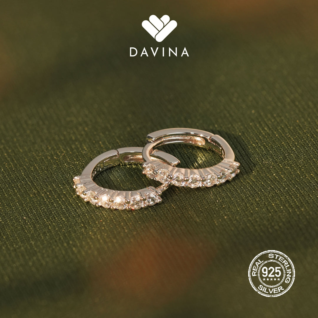 anting hoop perak sterling silver s925 detail zirconia cantik dari DAVINA Jewelry