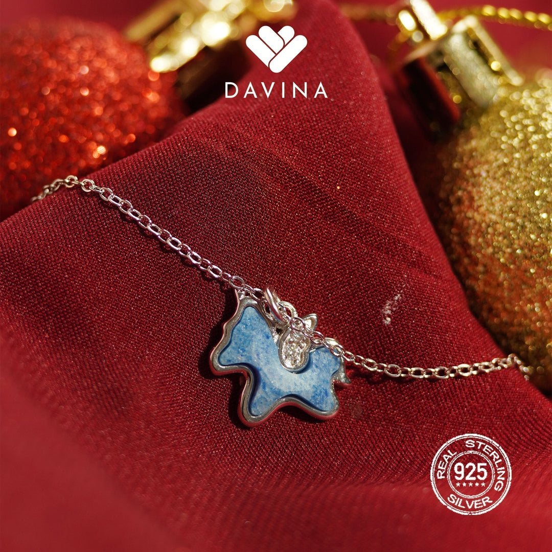 kalung perak sterling silver unicorn warna biru dari DAVINA Jewelry