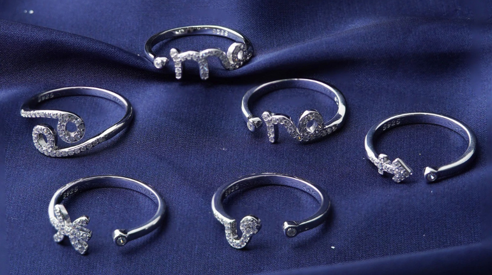 cincin zodiak perak sterling silver s925 dengan zirconia 