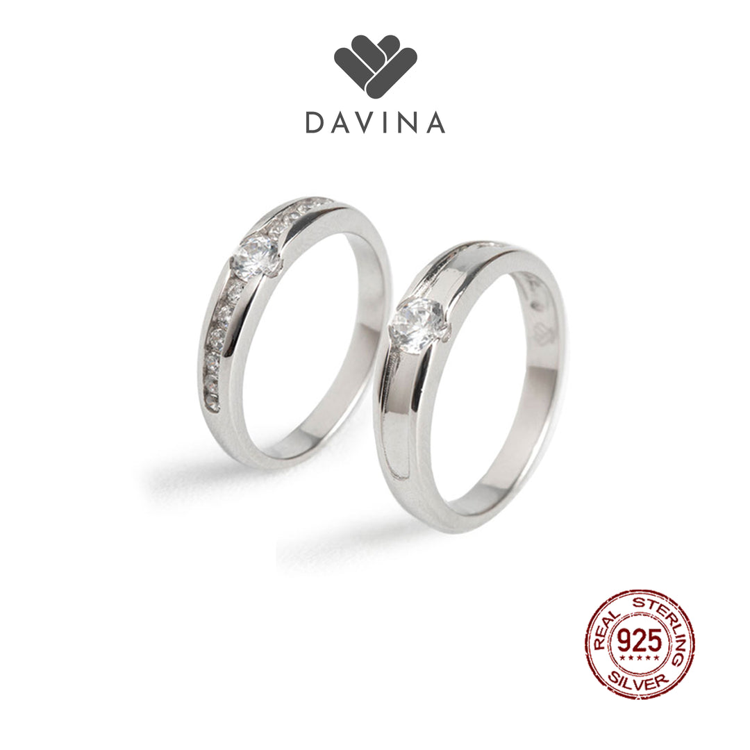 Cincin couple perhiasan silver DAVINA elegan untuk tunangan