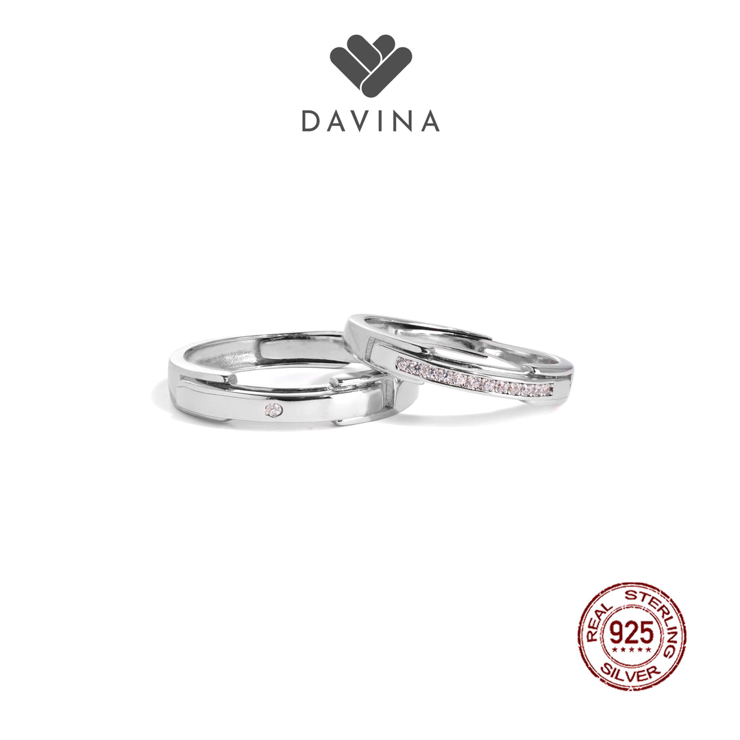Cincin couple perhiasan silver DAVINA David Devanie dengan detail anggun, untuk tunangan atau nikah