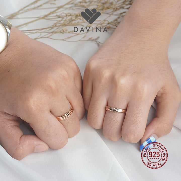 DAVINA Ladies Aliyah Ring Rose Gold Color Sterling Silver 925