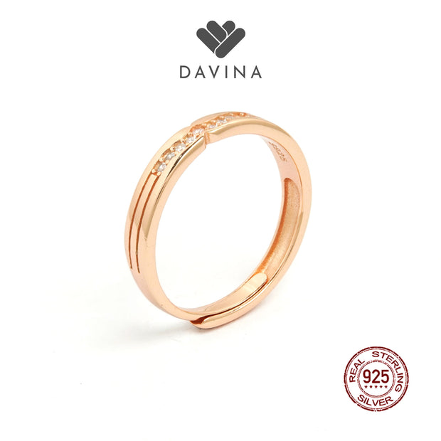 DAVINA Couple Aideen Aliyah Rings Rose Gold Color Sterling Silver 925