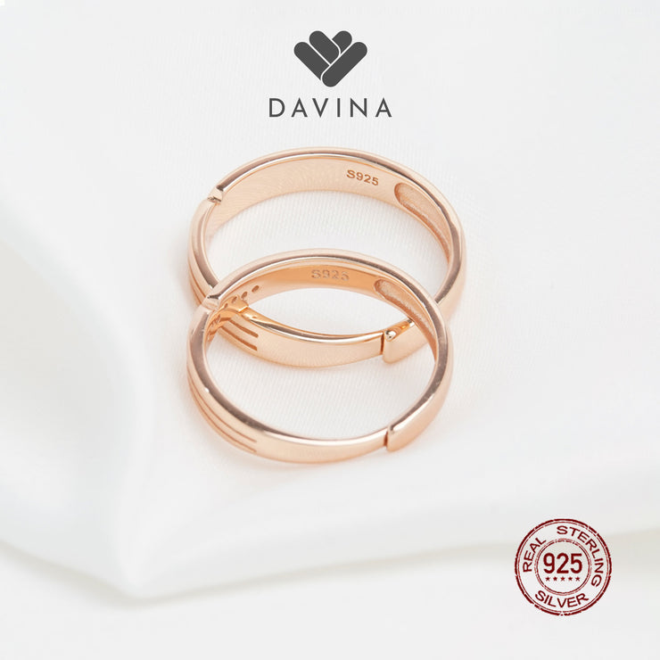 DAVINA Couple Aideen Aliyah Rings Rose Gold Color Sterling Silver 925