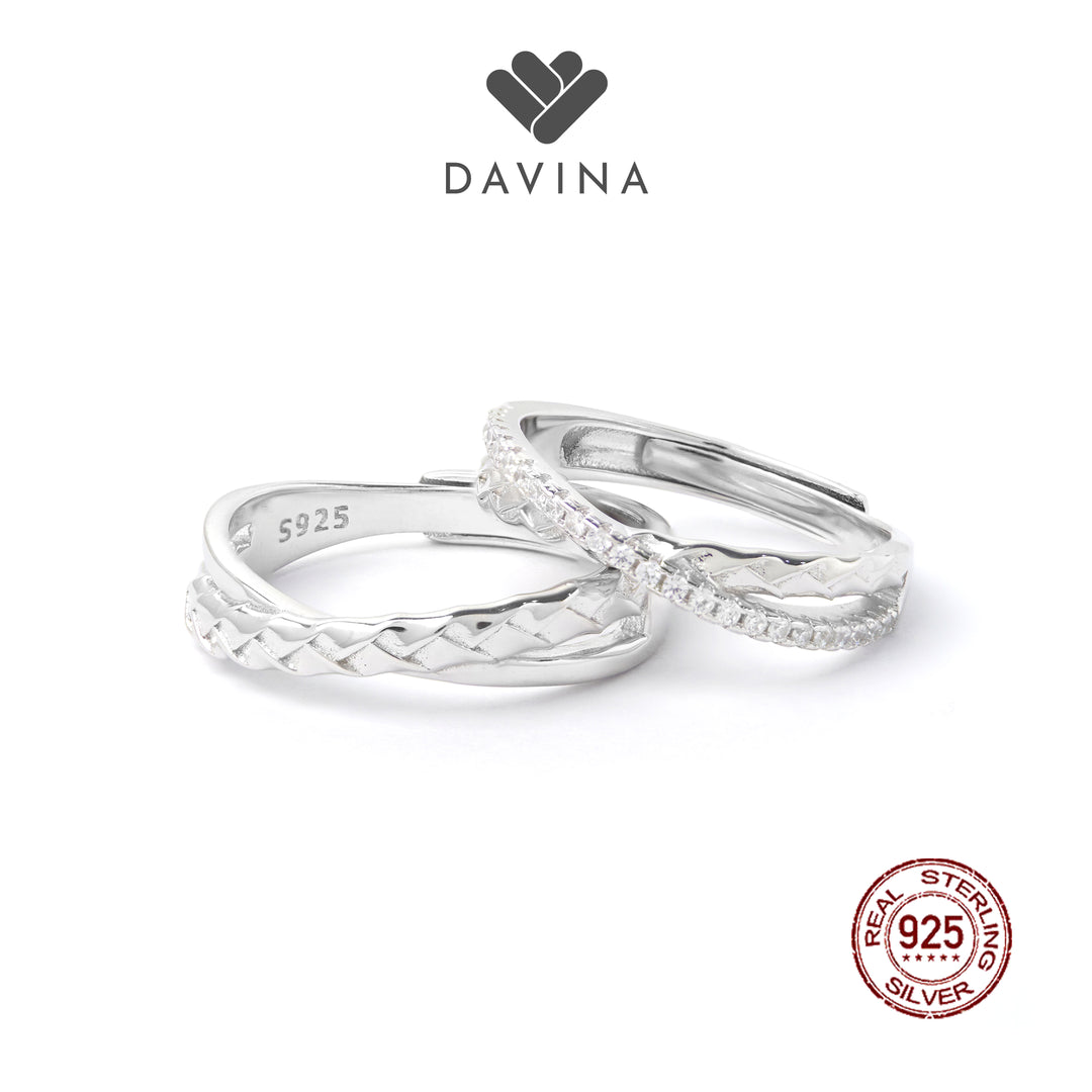 Cincin couple perhiasan silver DAVINA Frank Fierra elegan dengan desain bold untuk pasangan modern