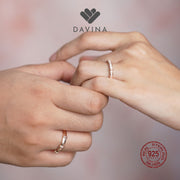 DAVINA Couple Marco Marine Rings Rose Gold Plated Sterling Silver 925