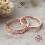 DAVINA Couple Marco Marine Rings Rose Gold Plated Sterling Silver 925