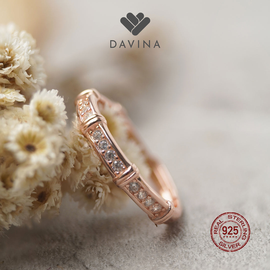 DAVINA Ladies Marine Ring Rose Gold Plated Sterling Silver 925