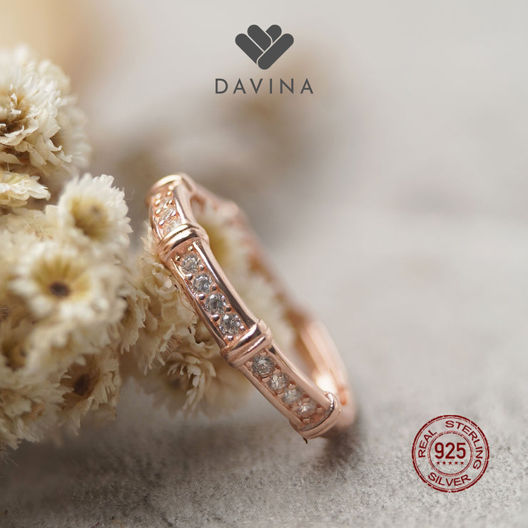 DAVINA Ladies Marine Ring Rose Plated Color Sterling Silver 925