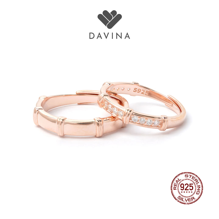 Cincin couple perhiasan silver S925 DAVINA dengan detail klasik, cocok untuk tunangan &amp; nikah