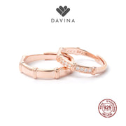 DAVINA Couple Marco Marine Rings Rose Gold Plated Sterling Silver 925