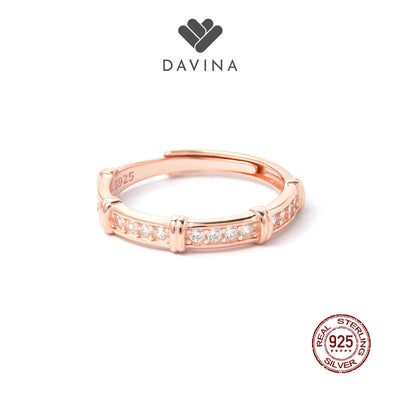 DAVINA Ladies Marine Ring Rose Plated Color Sterling Silver 925