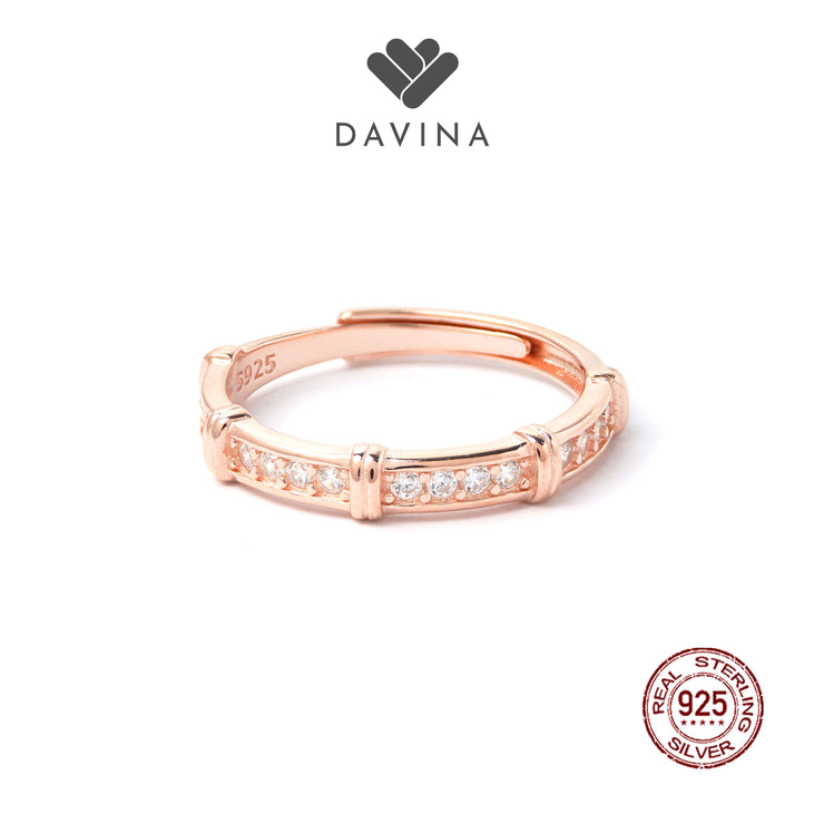 DAVINA Ladies Marine Ring Rose Plated Color Sterling Silver 925