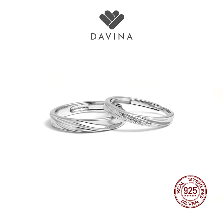 Cincin couple perhiasan silver DAVINA Evan Zeline stylish, cocok untuk nikah &amp; gift romantis