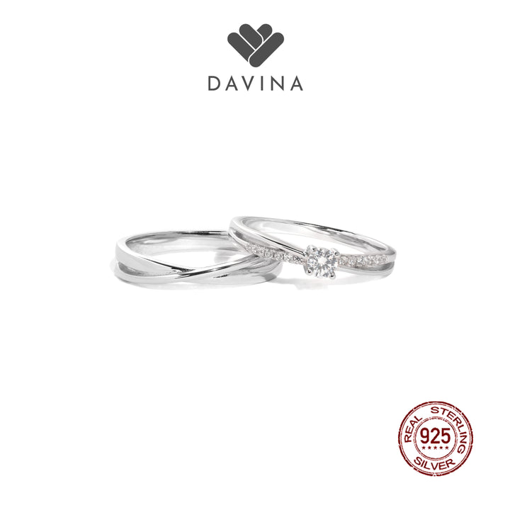 Cincin couple perhiasan silver DAVINA Prince Belle simpel namun elegan