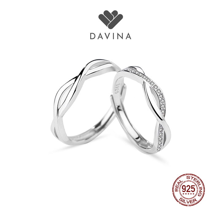Perhiasan silver cincin couple DAVINA Sofyan Sierly stylish &amp; anggun, simbol cinta abadi untuk pasangan