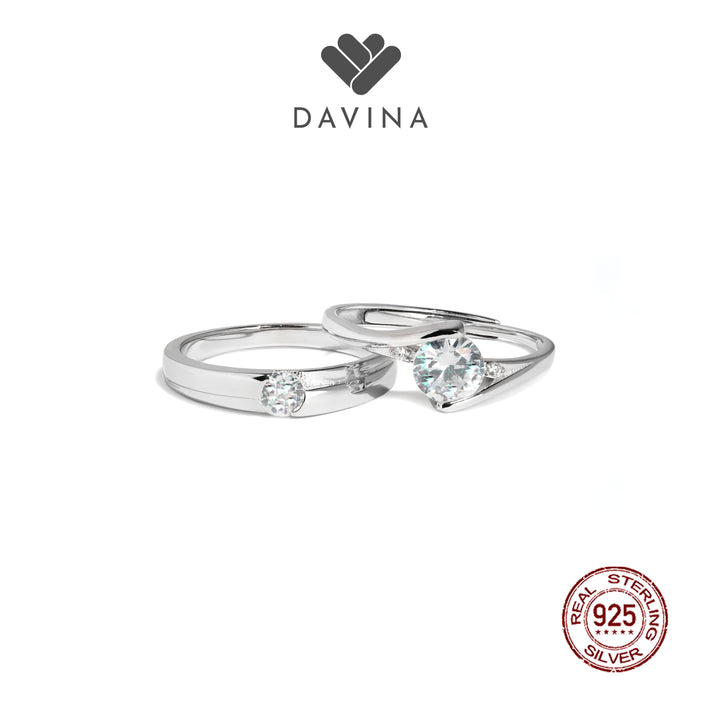 Cincin couple perhiasan silver DAVINA Couple Oscar Ola timeless cocok untuk tunangan &amp; nikah