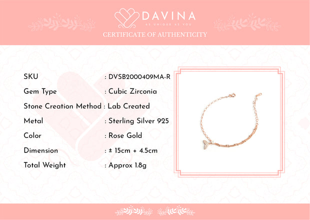 DAVINA Ladies Camilo Bracelet Rose Gold Plated Sterling Silver 925