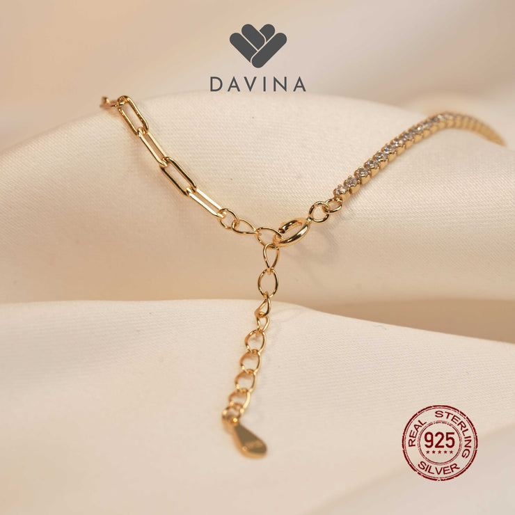DAVINA Ladies Leonax Bracelet Gold Color Sterling Silver 925