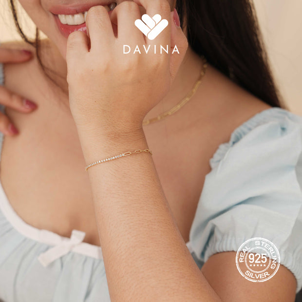 DAVINA Ladies Leonax Bracelet Gold Color Sterling Silver 925