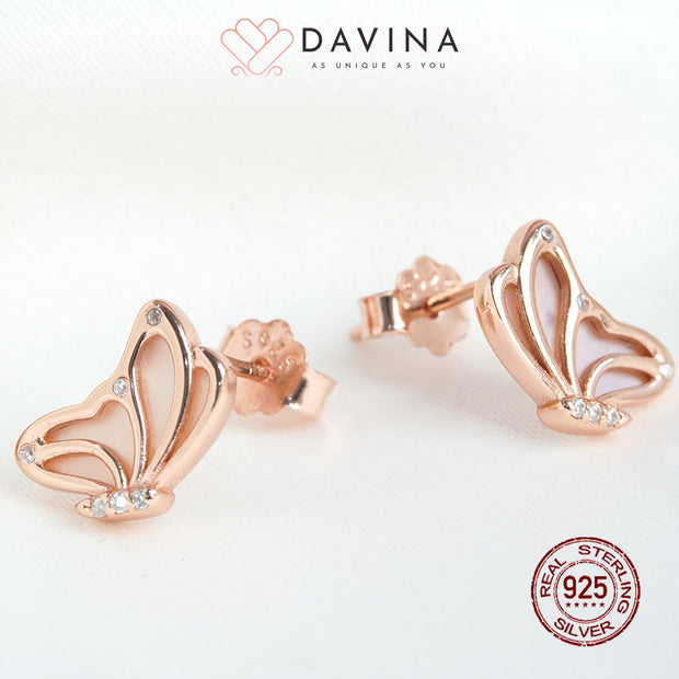 DAVINA Ladies Charlotte Earrings Rose Gold Color Sterling Silver 925