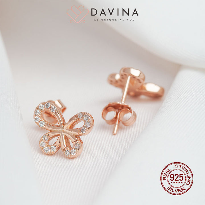 DAVINA Ladies Flappy Earrings Rose Gold Color Sterling Silver 925