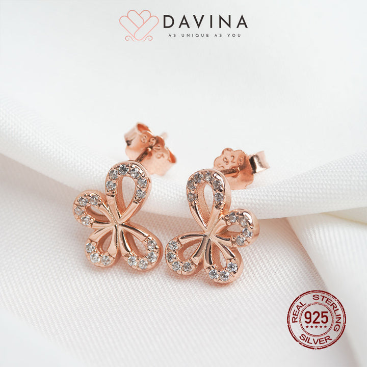 DAVINA Ladies Flappy Earrings Rose Gold Color Sterling Silver 925