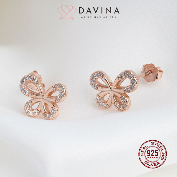DAVINA Ladies Flappy Earrings Rose Gold Color Sterling Silver 925