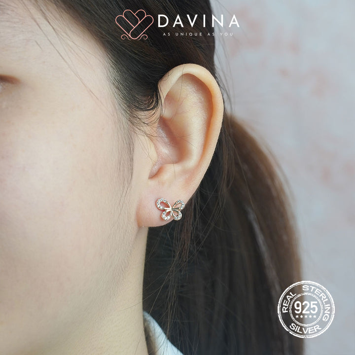 DAVINA Ladies Flappy Earrings Rose Gold Color Sterling Silver 925
