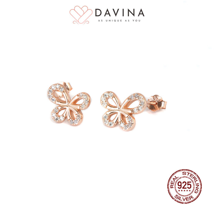DAVINA Ladies Flappy Earrings Rose Gold Color Sterling Silver 925
