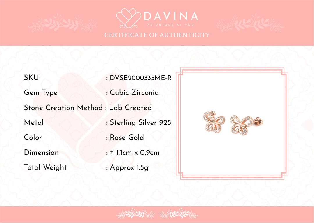 DAVINA Ladies Flappy Earrings Rose Gold Color Sterling Silver 925