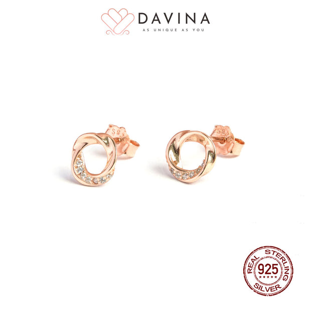 DAVINA Ladies Ezra Earrings Rose Gold Color Sterling Silver 925