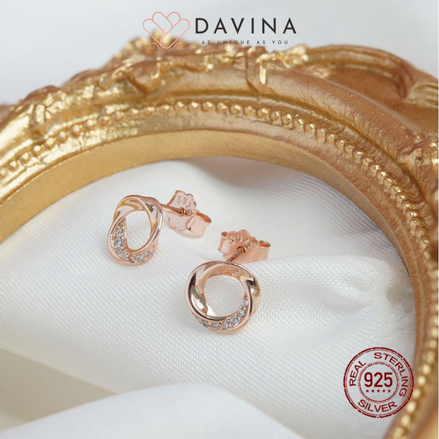 DAVINA Ladies Ezra Earrings Rose Gold Color Sterling Silver 925