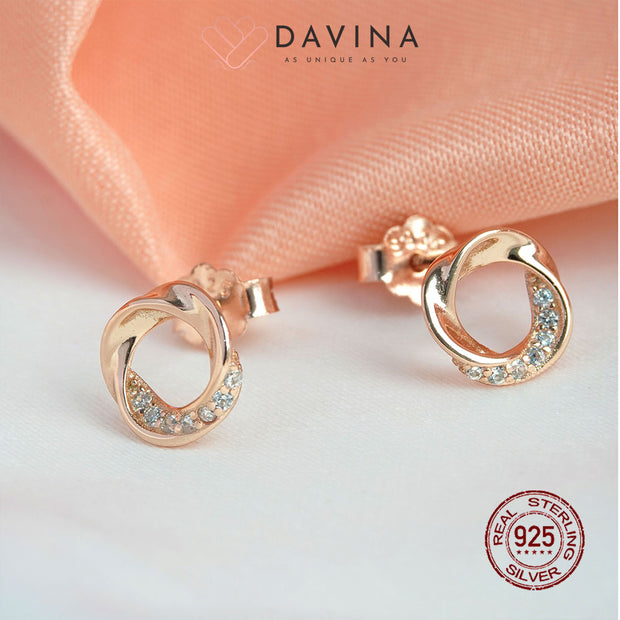 DAVINA Ladies Ezra Earrings Rose Gold Color Sterling Silver 925