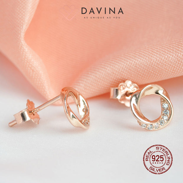 DAVINA Ladies Ezra Earrings Rose Gold Color Sterling Silver 925