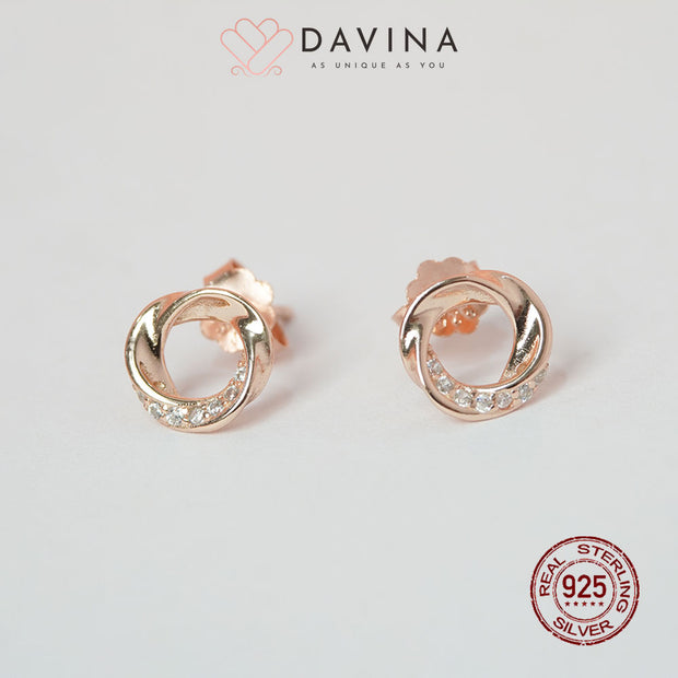 DAVINA Ladies Ezra Earrings Rose Gold Color Sterling Silver 925