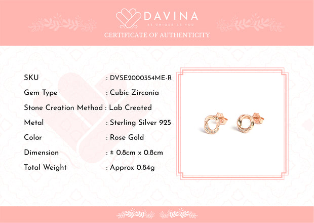 DAVINA Ladies Ezra Earrings Rose Gold Plated Sterling Silver 925