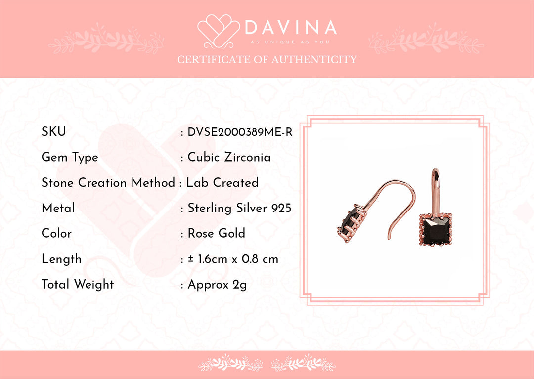 DAVINA Ladies Merlina Earrings Rose Gold Color Sterling Silver 925