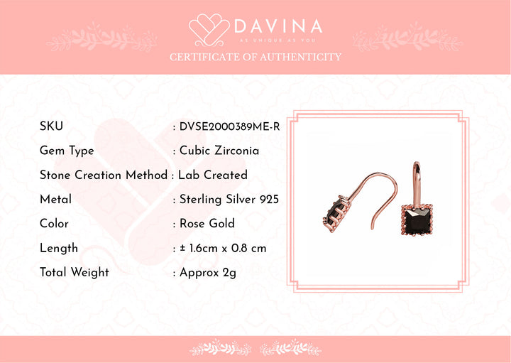 DAVINA Ladies Merlina Earrings Rose Gold Color Sterling Silver 925