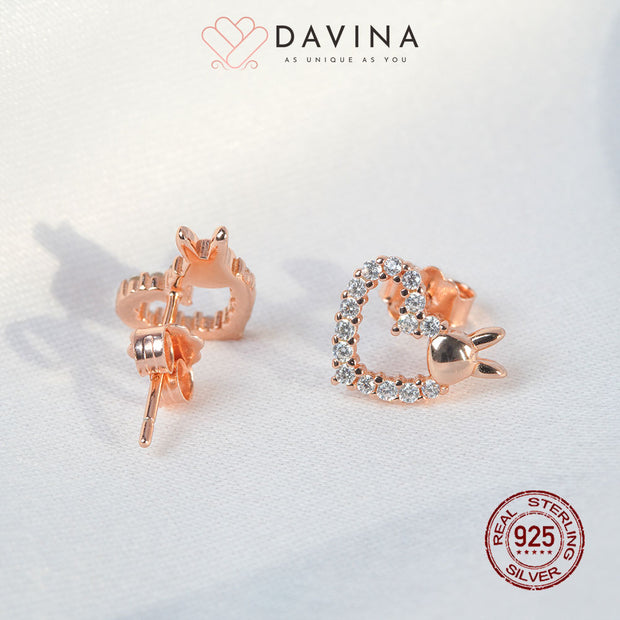 DAVINA Ladies Anite Earrings Rose Gold Color Sterling Silver 925