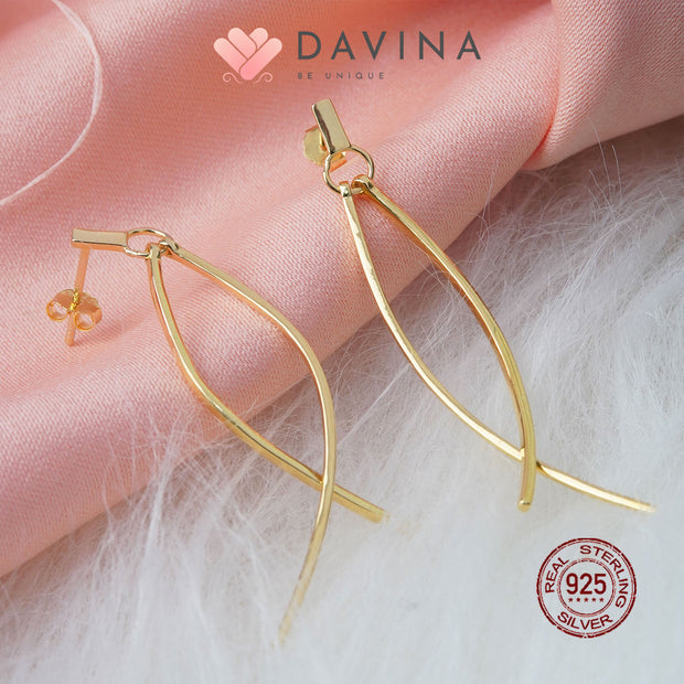 DAVINA Ladies Hanabi Earrings Gold Color Sterling Silver 925