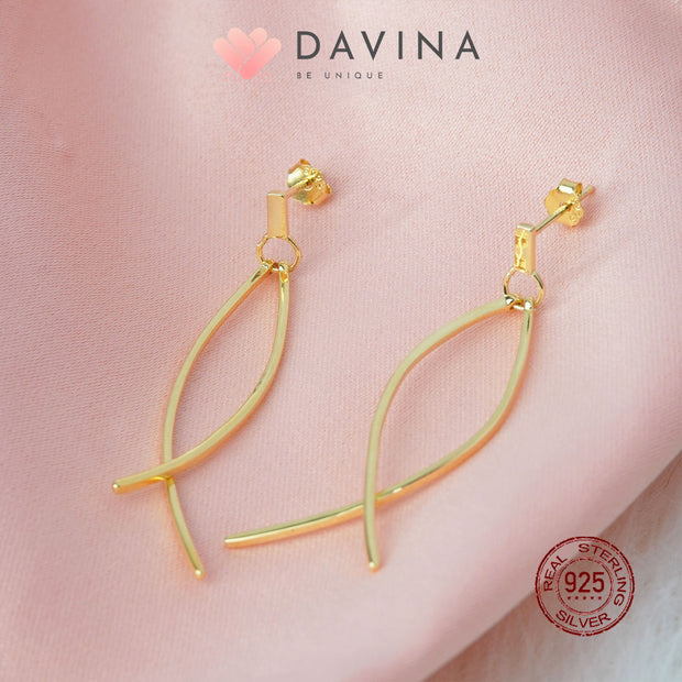 DAVINA Ladies Hanabi Earrings Gold Color Sterling Silver 925