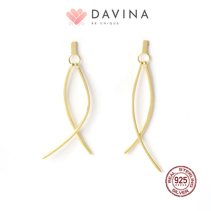 DAVINA Ladies Hanabi Earrings Gold Color Sterling Silver 925