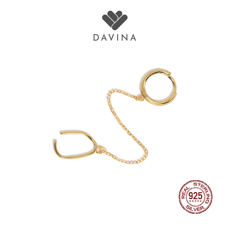 DAVINA Ladies Dierae Earrings Gold Color Sterling Silver 925