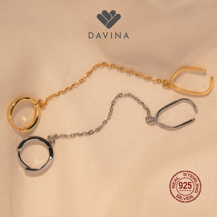DAVINA Ladies Dierae Earrings Gold Color Sterling Silver 925