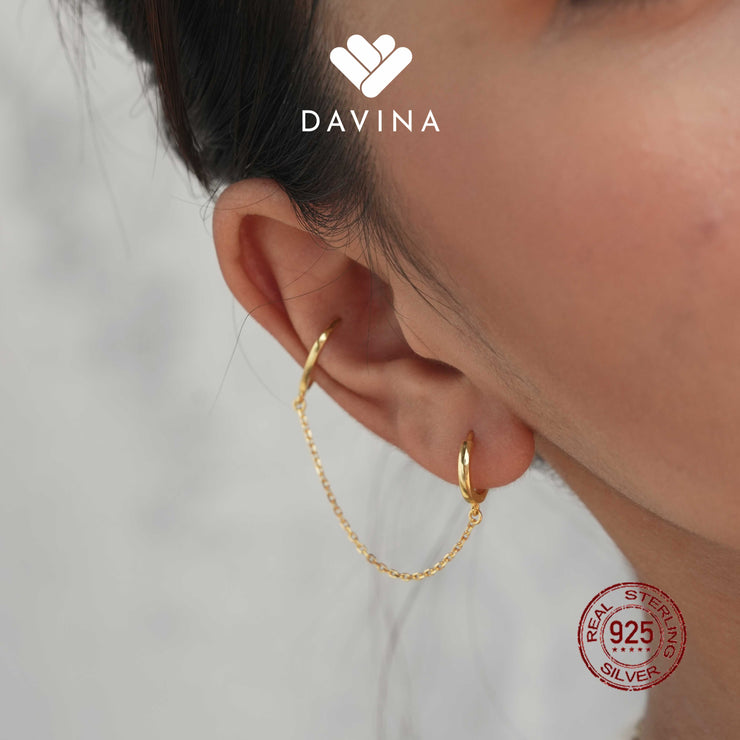 DAVINA Ladies Dierae Earrings Gold Color Sterling Silver 925