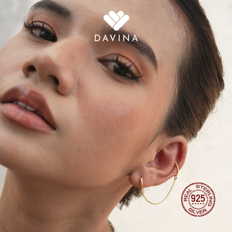 DAVINA Ladies Dierae Earrings Gold Color Sterling Silver 925