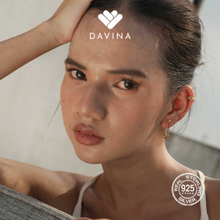 DAVINA Ladies Hobbs Earrings Gold Color Sterling Silver 925