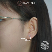 DAVINA Ladies Birthstone Earrings Silver Color S925 Medium
