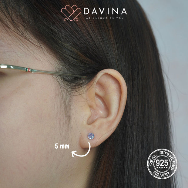 DAVINA Ladies Birthstone Earrings Silver Color S925 Medium